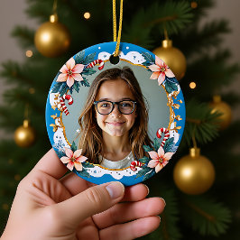 Ornamento De Cerâmica Estrela Mais Doce de Natal com Memorial em 2 lados