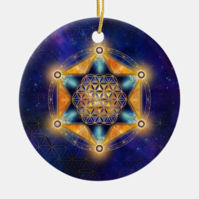 Ornamento De Cerâmica Estrela Merkaba - Geometria Sagrada (Frente)