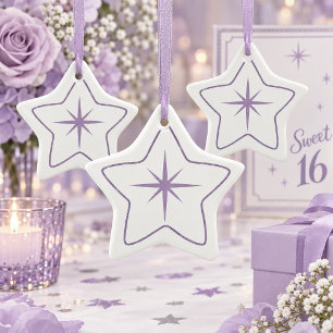 Ornamento de Cerâmica Estrela Minimalista e Borda 