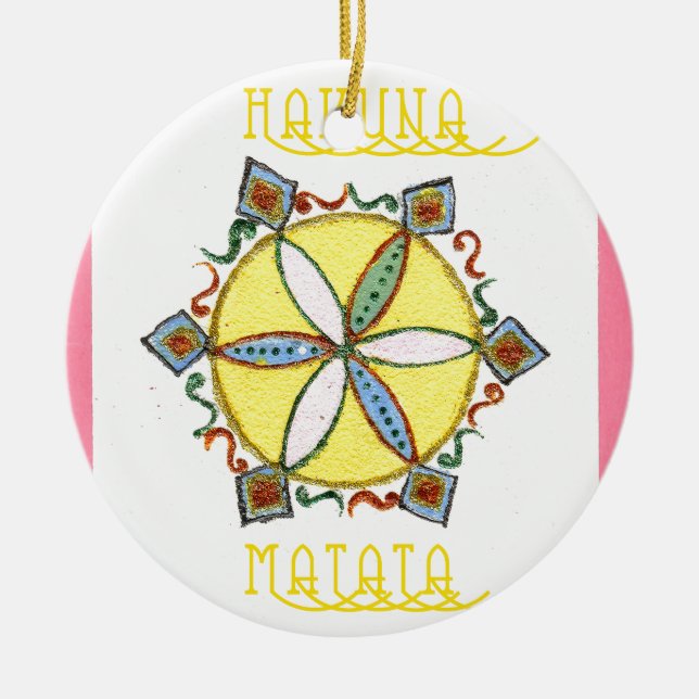 Ornamento De Cerâmica Estrela no Fazer Hakuna Matata (Frente)