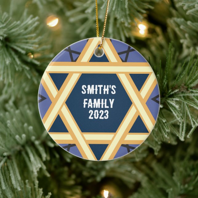 Ornamento De Cerâmica Estrela personalizada de David (Árvore)