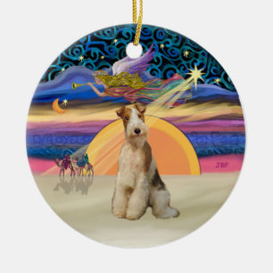 Ornamento De Cerâmica Estrela Xmas - Fox Terrier Fio #3