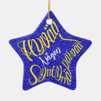 Ornamento De Cerâmica Estrelado Feliz aniversário!