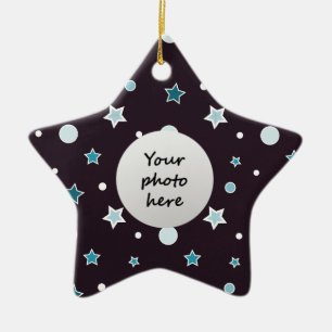 Ornamento De Cerâmica Estrelas Azuis
