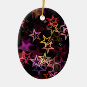 Ornamento De Cerâmica Estrelas Coloridas Dançam Whimsicamente