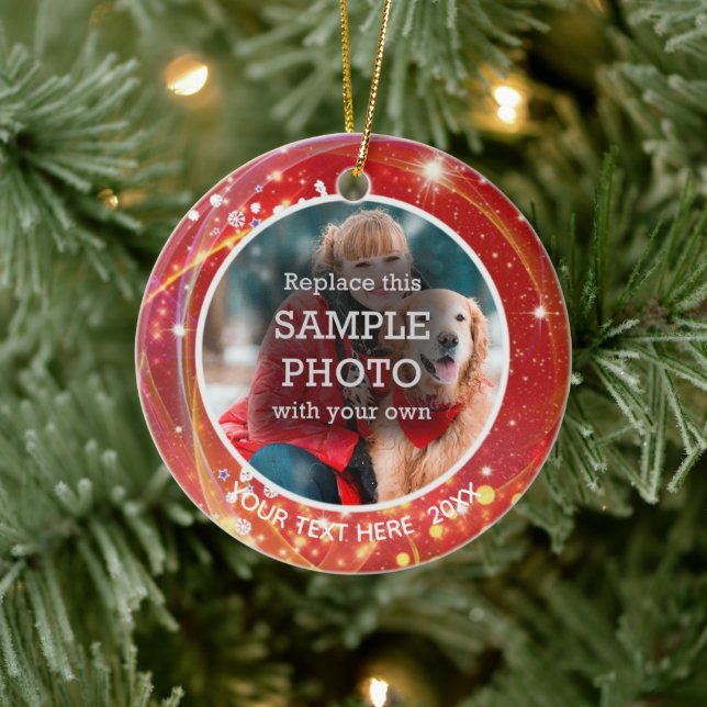 Ornamento De Cerâmica Estrelas Cósmicas, Duas Fotografias, Duas Frentes (Árvore)