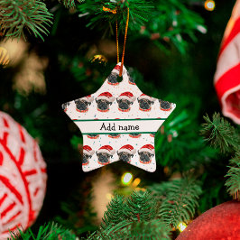 Ornamento De Cerâmica Estrelas de Natal da Raça Pug