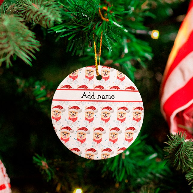 Ornamento De Cerâmica Estrelas de Natal de Cachorro da Pomerânia (Criador carregado)