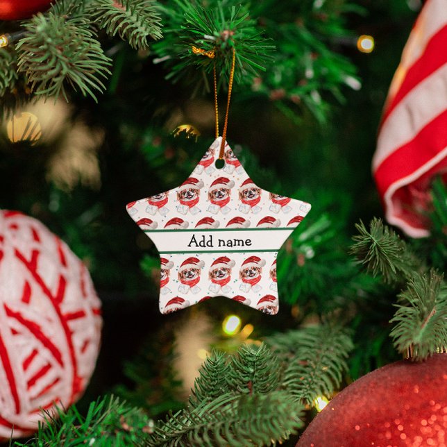 Ornamento De Cerâmica Estrelas de Natal do Cachorro Japonês (Criador carregado)