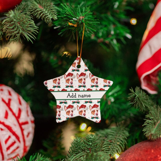 Ornamento De Cerâmica Estrelas de Natal do Cachorro Podengo Português (Criador carregado)