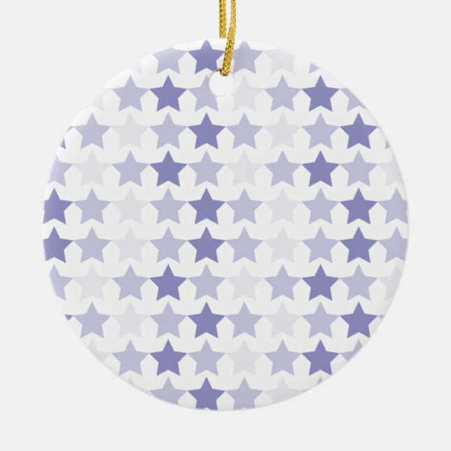 Ornamento De Cerâmica Estrelas de Ombre Azul Patriótica (Frente)