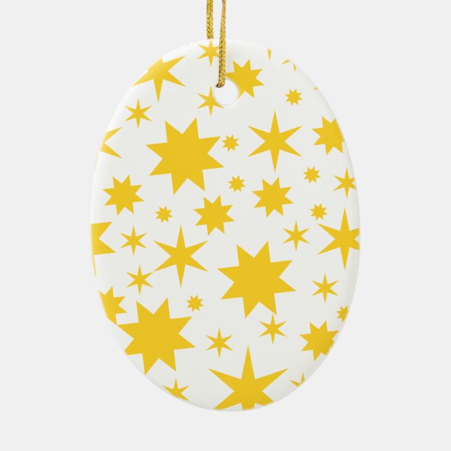 Ornamento De Cerâmica Estrelas Douradas (Verso)