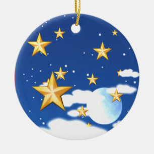 Ornamento De Cerâmica Estrelas Douradas-