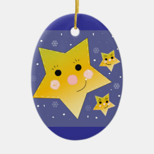 Ornamento De Cerâmica Estrelas Douradas em um Fundo de Céu Azul