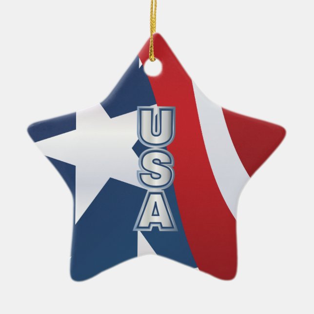 Ornamento De Cerâmica Estrelas e faixas (Frente)