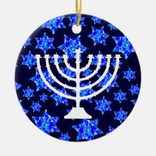 Ornamento De Cerâmica Estrelas Judias Menorah