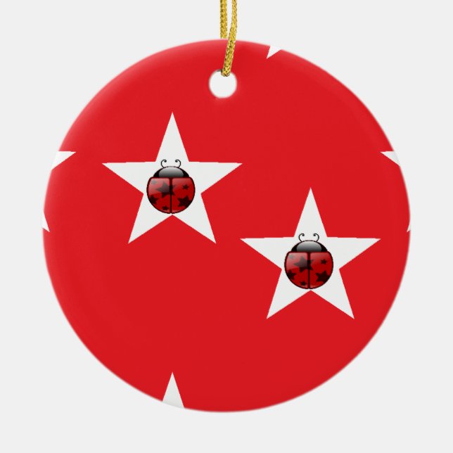 Ornamento De Cerâmica Estrelas Ladybug (Frente)