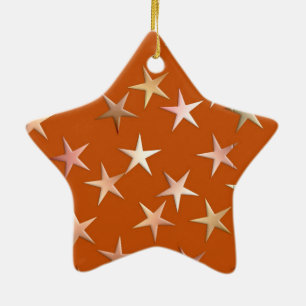 Ornamento De Cerâmica Estrelas metálicas, matizes de ouro pálidas e co