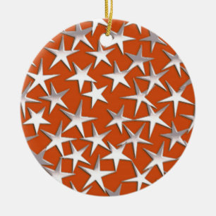 Ornamento De Cerâmica Estrelas prateadas sobre cobre