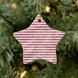 Ornamento De Cerâmica Estrelas Strips Vermelho Azul Branco