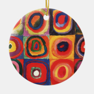 Ornamento De Cerâmica Estudo de cor de Kandinsky Quadrados Círculos Arte