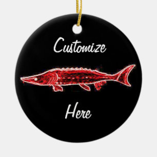Ornamento De Cerâmica esturjão vermelho Thunder_Cove personalizado