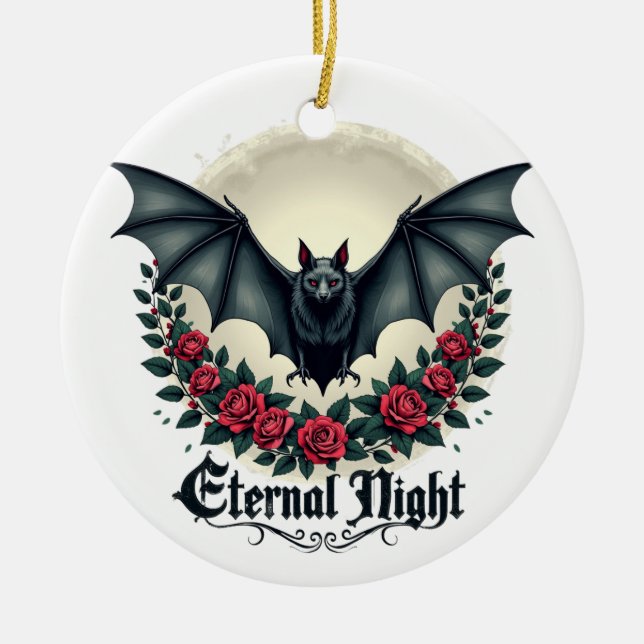 Ornamento De Cerâmica Eternal Night Gothic Bat Ornament (Frente)
