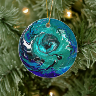 Ornamento De Cerâmica Eternidade Azul Natal Abstrato