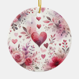 Ornamento De Cerâmica Eterno Romance: Um Padrão Clássico De Dia de os na