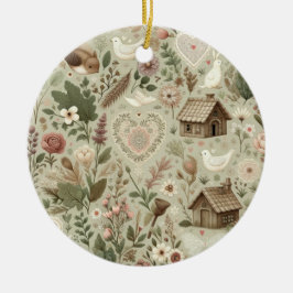 Ornamento De Cerâmica Eterno Romance: Um Padrão Clássico De Dia de os na