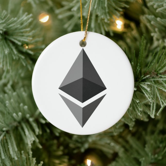 Ornamento De Cerâmica Ethereum (ETH) Cryptocurrency Blockchain Logo (Árvore)