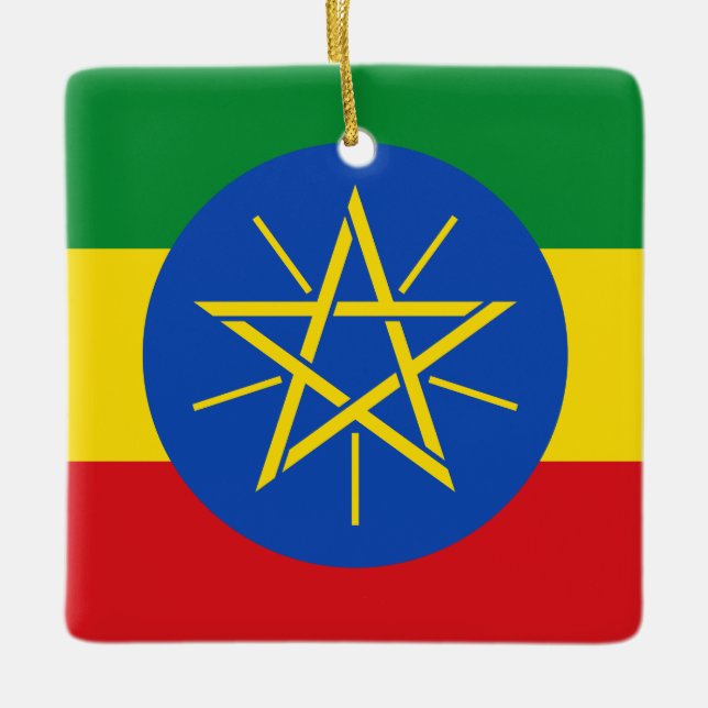 Ornamento De Cerâmica Ethiopia (Ethiopian) Flag (Frente)