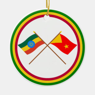 Ornamento De Cerâmica Etiópia e bandeiras cruzadas Tigray