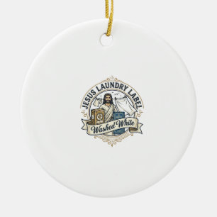 Ornamento De Cerâmica Etiqueta de Lavanderia Jesus Lavado Branco Jesus L