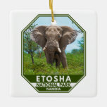 Ornamento De Cerâmica Etosha National Park Namibia Elephant Watercolor<br><div class="desc">Design de aquarela do Parque Nacional Etosha. O parque fica no noroeste da Namíbia e é um dos maiores parques nacionais da África.</div>