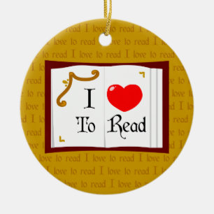 Ornamento De Cerâmica Eu Adoro Ler