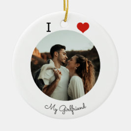 Ornamento De Cerâmica Eu adoro minha foto de namorada personalizada