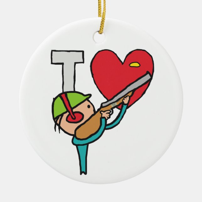 Ornamento De Cerâmica Eu Adoro Tiros De Pombo Clay (Frente)