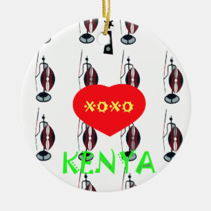 Ornamento De Cerâmica Eu Amo a Arte de Impressão Maasai do Quênia