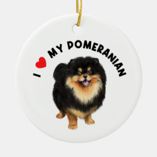Ornamento De Cerâmica Eu Amo A Minha Arte De Cachorro Pomeraniana Cute P
