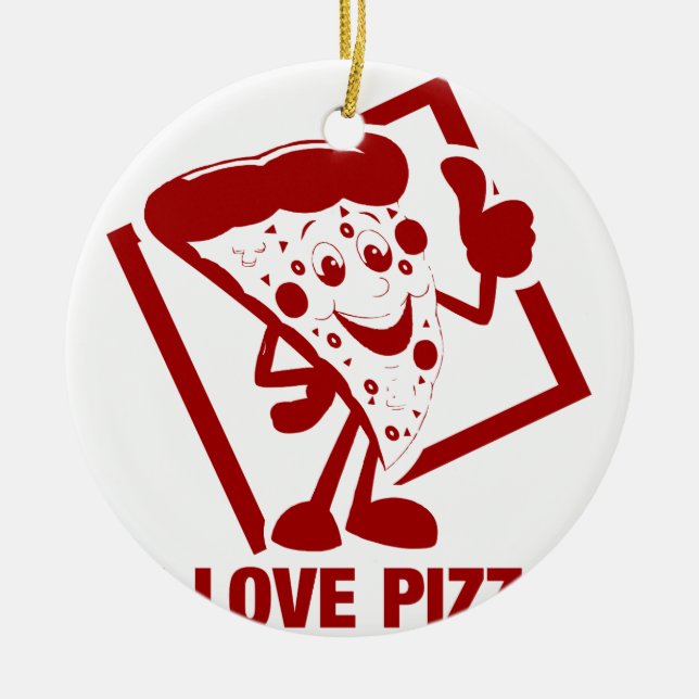 Ornamento De Cerâmica Eu amo a pizza (Frente)
