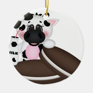 Ornamento De Cerâmica Eu amo a vaca de leite