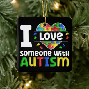 Ornamento De Cerâmica Eu Amo Alguém Com Autismo, Presente De Consciência