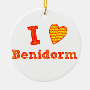 Ornamento De Cerâmica Eu amo Benidorm