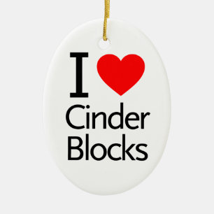 Ornamento De Cerâmica Eu amo blocos de cinza