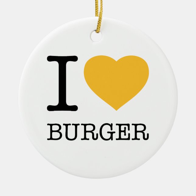 ORNAMENTO DE CERÂMICA EU AMO BURGER (Frente)