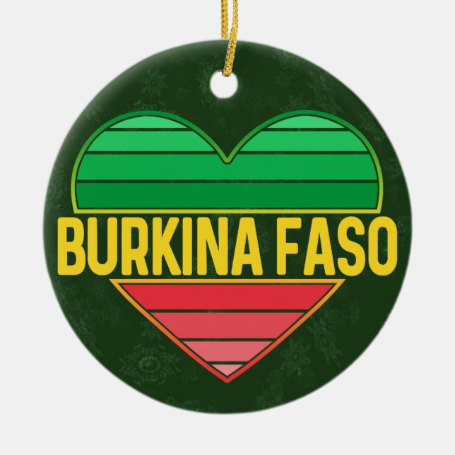 Ornamento De Cerâmica Eu Amo Burkina Faso, Heart Burkinabè (Frente)