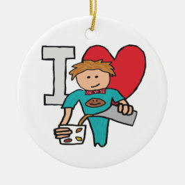 Ornamento De Cerâmica Eu Amo Café