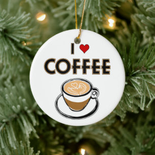 Ornamento De Cerâmica Eu Amo Café