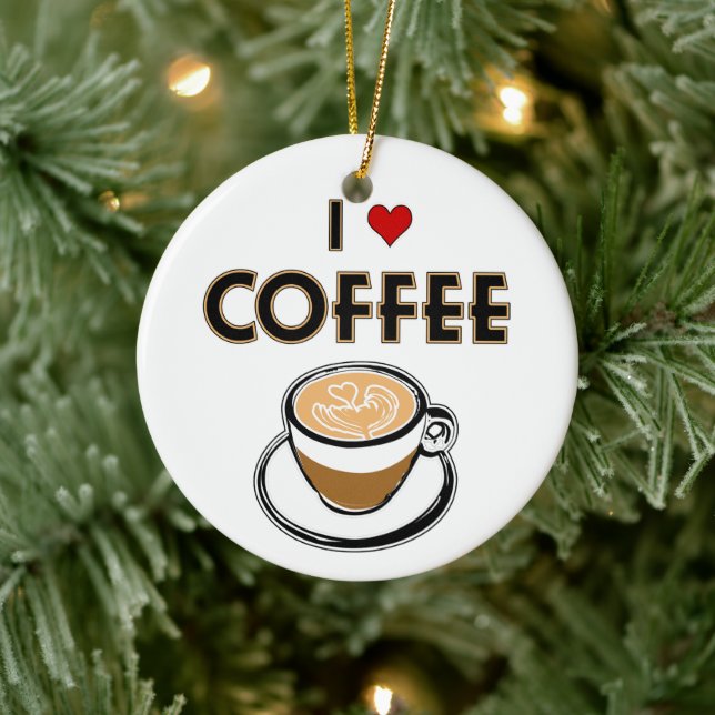 Ornamento De Cerâmica Eu Amo Café (Árvore)
